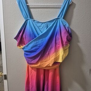 SHEIN Multicolor Gradient Women's One Piece Swimsuit